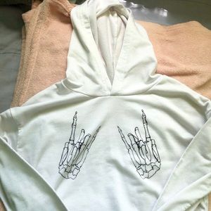 White Cropped Long Sleeve with Hood